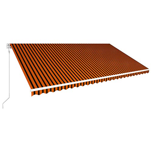 vidaXL Markise Einziehbar Automatisch Gelenkarmmarkise Sonnenmarkise Balkonmarkise Sonnenschutz Sichtschutz Terrasse Balkon 600x300cm Orange Braun Alu