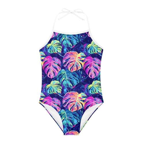 One-Piece Swimsuit Floral Design Beach Swimwear Bathing Suit for 3-8 Years Girls