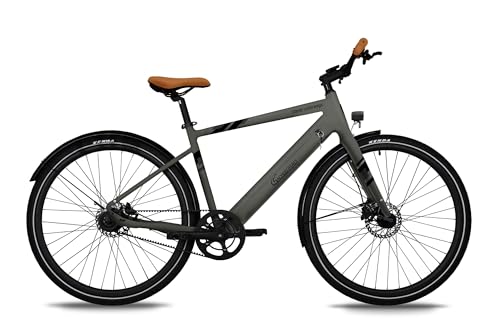 SachsenRAD Allrounder Urban Trekking E-Bike C3T - Bicicleta eléctrica con accionamiento por correa y sensor de par de torsión, 28 pulgadas, 18 kg, ultraligera, para hombre y mujer (gris)
