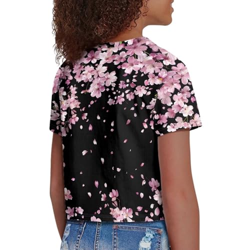 Image of Kids Crop Top Short Sleeve T-Shirts for Girls Size 5-14
