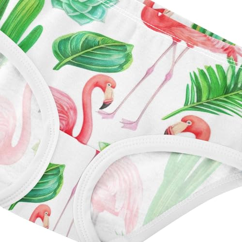 Watercolor Pink Flamingos Green Leaves Girls Underwear Toddler 2t Cotton Cute Panties Girl Fancy Briefs Undies Kids4