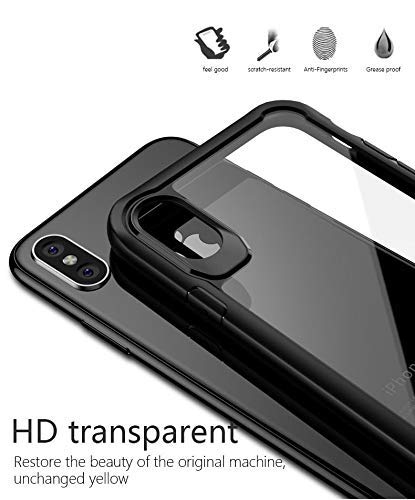Image of REALCASE Back Cover Compatible for iPhone X /Xs | Transparent Clear Gel TPU Bumper Shock Proof Back Cover Case Design for iPhone X /Xs (B-Black)