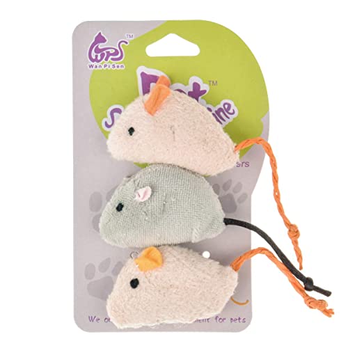 Image of PETS EMPIRE Catnip cat Toy Plush Mouse cat Toy Lifelike Fat cat Plush Simulation Realistic Mouse Toy 3 Piece & 1pcs Feather Tumbler Cat Toy Ball Kitten Toy Cat Interactive Colorful Feather Pet Toy