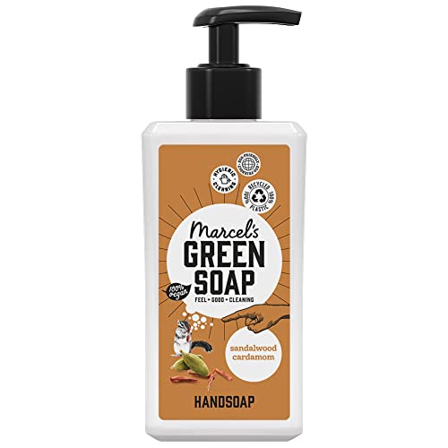 Marcel's Green Soap - Handseife Sandelholz & Kardamom - Spender - 100 % Umweltfreundlich - 100 % Vegan - 97 % Biologisch abbaubar - 250 ml Handseife Cover