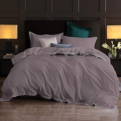 100% Egyptian Cotton Duvet Cover 400 Thread Count Bedding Bed Sheets With Pair Of Pillow Cases Grey Bedding Set - Grey King Size Duvet Cover Sets - 230 X 220 cm Cover
