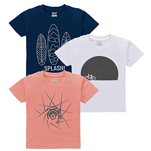 Image of kiddeo Boys Cotton Halfsleeve T Shirts (Pack of 3)