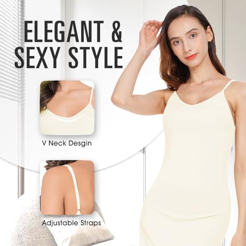 Image of MANCYFIT Long Slips for Under Dresses Full Length Adjustable Spaghetti Strap Nightgown
