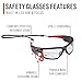 CoastSPG500 Rechargeable Lighted LED SafetyGlasses,Bulls-Eye Spot Beam,ANSI Z87Standards, 2Scratch Resistant Lenses (Clear,Yellow) Included, UVProtection, Protective Carrying Case Included (Black/Red)