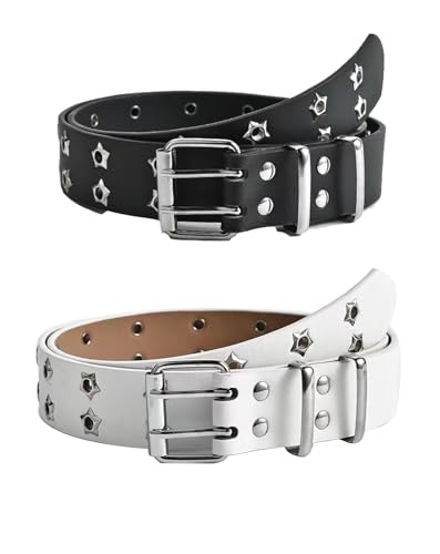 Star Studded PU Belt with Double Pin Buckle, 43