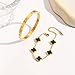 KIOGIU Women's Bracelet Gold Plated Cuff Bangle Clover Bracelet Set for Women Four Leaf Lucky Bracelets Jewelry oval Bangle Witness the Gift of Love (Gold-B, Large 7.2