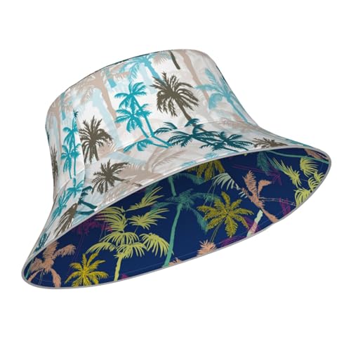 Image of Bucket Hat Beach Summer Sun Hat Reversible Fisherman Hats Double Sided Wearing for Women Men Boys Girls