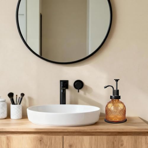 image for Amolliar 8 Oz Vintage Glass Bathroom Soap Dispensers with Pump, 2 Pack