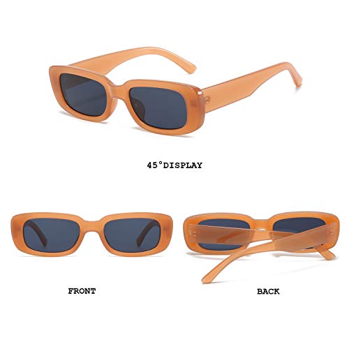 Image of BUTABY Rectangle Sunglasses for Women Retro Driving Glasses 90's Vintage Fashion Narrow Square Frame UV400 Protection