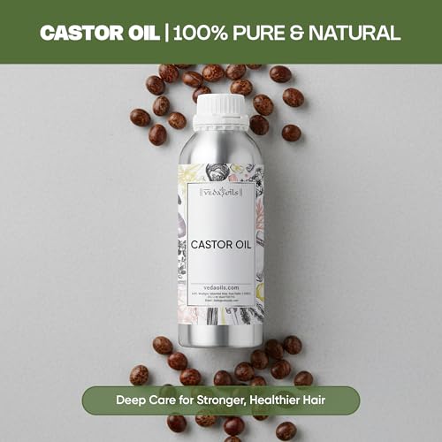 Image of VedaOils Cold Pressed Castor Oil 100ml | 100% Pure & Natural Hair & Skin Oil | Promotes Hair Growth, Reduces Hair Fall, Hydrates Skin & Strengthens Eyelashes | No Mineral Oil & Silicones