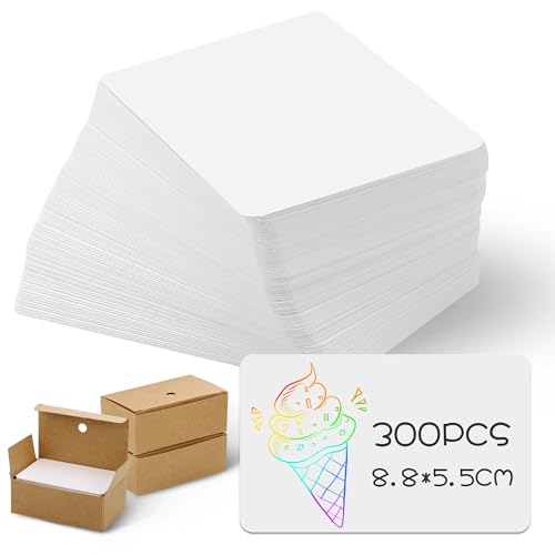 JIANTA 300 Hojas Tarjetas Blanco, 250g/㎡ Cartulina Blanca 8,8*5,5 cm, Tarjetas de Visita, Flashcards Estudio, Tarjetas Kraft de Estudio, Etiquetas de Regalo para Juegos de Memoria, Grafiti, Mensajes