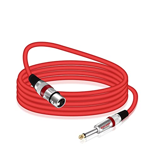 Image of Mic Cable 6.35mm Jack Male To XLR 3PIN Female Cord Wire For Microphone /Guitar Cable 20 Meter.Red,1pc pack. (20 Meter /65.6 Feet) Red Cable
