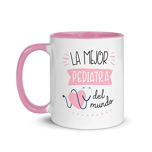 Kembilove Taza de Desayuno de la Mejor Pediatra del Mundo – Tazas de Café para Profesionales y Trabajadores para la Oficina – Tazas de Té de Color de Profesiones – Taza de Cerámica de 350 ml