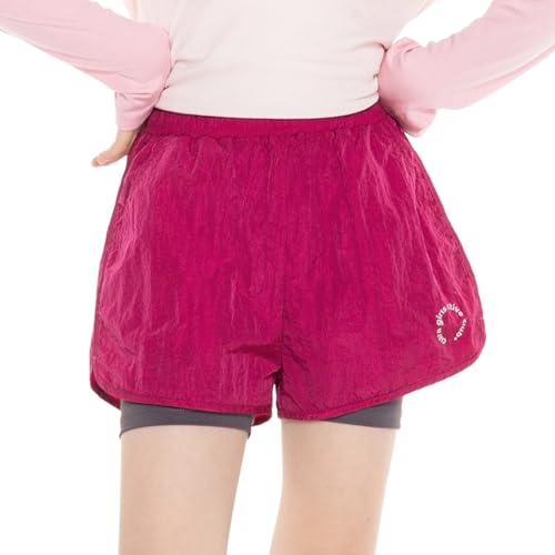 Rolanko Girls 2 in 1 Athletic Shorts Quick Dry Running Sports Active Shorts with Pockets for Kids 5-11 Y