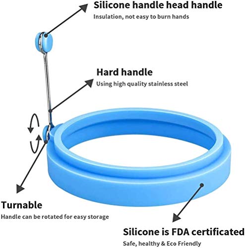 Silikon Eierring,Eierring Bratring 4 Stück Antihaftbeschichtet Eier Kochringe Silikon Pfannkuchenform Perfekte Spiegeleier Form oder Pfannkuchen Ringe