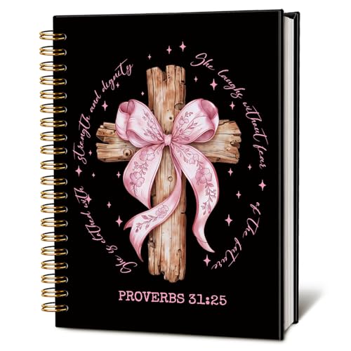 LIANGW Black and Pink Bow Church Notes Notebook for Note Taking
