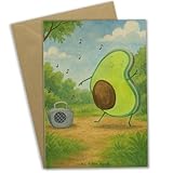 Mr. & Mrs. Panda Grußkarte Avocado Tanzen Design - Geschenk, einladungskarten, glückwunschkarten, Party, Musik, Singen, hochzeitskarten, osterkarte, weihnachtskarten, Fröhlich, osterkarten