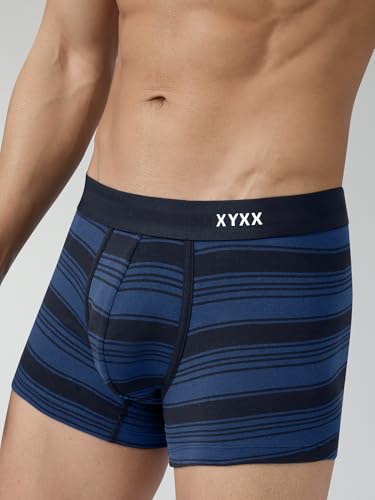 Image of XYXX Men's Streax Super Combed Cotton Regular Fit Striped Trunks with No Marks Waistband
