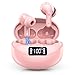 Kopfhörer Kabellos, Doubc Kopfhörer In Ear Bluetooth 5.1, 32 Std Spielzeit mit Mikrofon, Wireless Ohrhörer Sport mit HiFi Stereo Sound, Ladeetui mit LED Anzeige, IP7 Wasserdicht Rosa, Für Sport Arbeit