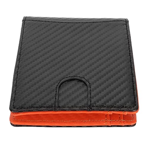 Carteira Slim para Homem de Couro Bloqueio Bifold Bolso Frontal 10 Slots Cartões Clip Dinheiro Pequena Fina com Tecido Carbono Multifuncional