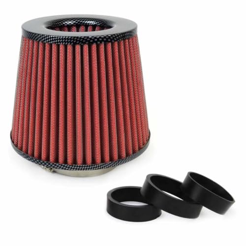 AMiO 01713 Filtre Ă Air Conique Rouge Aspect Carbone avec 3 Adaptateurs