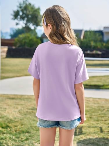 Image of Haloumoning Girls Short Sleeve T-Shirts | Kids, Summer,Girls shirts,Oversized t shirts,Girls T-Shirts,Oversized Tops, Casual Crewneck, Basic Tees 5-14Y