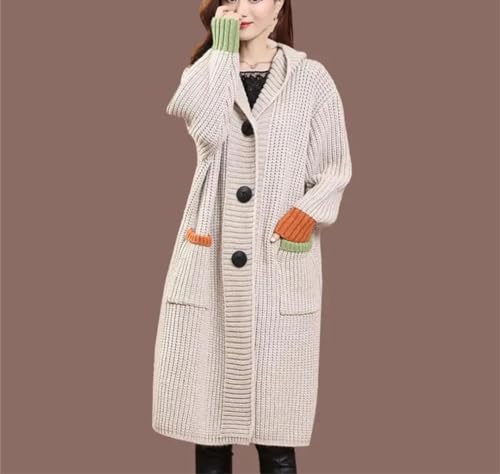 Women's Fall and Winter Large Size Hooded Long Knitted Sweater Coat3