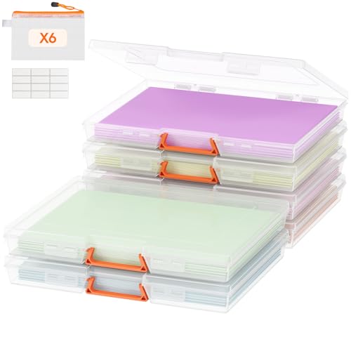 Lifewit 6 Pack Plastikowe Organizatory Gier Planszowych i Przechowywanie z Dodatkowym Woreczkiem Zamek, Przenośne Pudełko do Przechowywania Projektów do Papieru A4, Pliku, Dokumentów