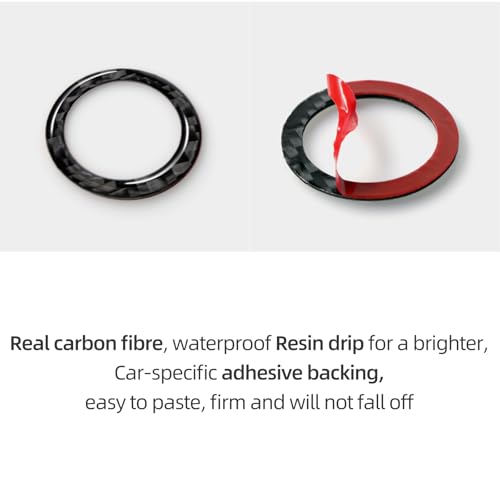 Image of BETTERHUMZ Car Rear Trunk Tailgate Switch Button Trim Compatible with Tesla Model 3 2020-2023 Model Y 2020-2024 Carbon Fiber Remind Sticker Interior Accessories (Black)