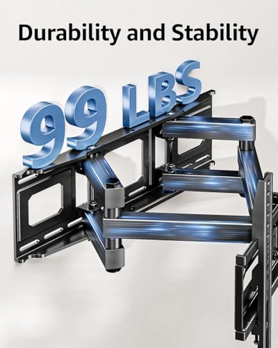 Image of MOUNTUP TV Wall Mount for 26-65 Inch Flat Curved LED LCD Screen TVs Full Motion TV Mount, Tilt Swivel Extension Wall Mount TV Bracket with Dual Articulating Arms, Max VESA 400x400mm, Holds up to 99lbs