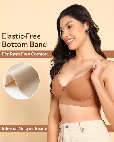 Image of Tweens Invisi-Fit Cotton Bonded Seamless Maximiser Bra | 3 /4th Coverage | Push-Up Level 1 | Elastic-Free Comfort | Wire-Free | Side Wings with Gripper | Adjustable Straps | Pack of 1 |