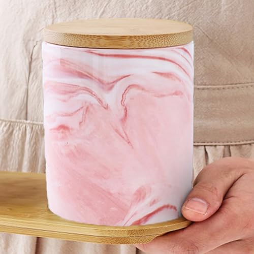 Image of UMAI Ceramic Jar with Bamboo Lid - 400ml| Air-tight Containers for Kitchen Storage | Multipurpose kitchen storage container for Snacks, Tea, Sugar | Pink
