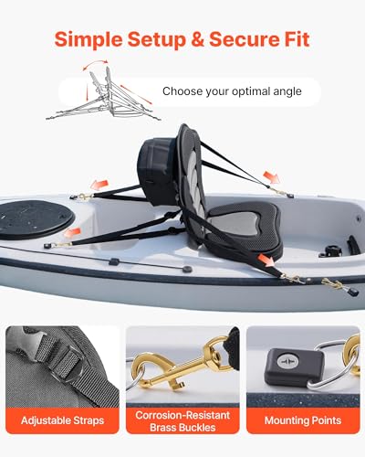 VEVOR Kayak Seat, 1 Pack 2.6" Thick, Universal Paddle Board Seat with Back Support, Sit-on-Top Soft Padded Cushion with Storage Bag & Adjustable Straps for SUP, Canoe, Fishing Boat, Inflatable Kayak - image 4