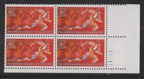 1987 Pan American Games Plate Block of 4 22c Postage, Sc# 2247, MNH, OG