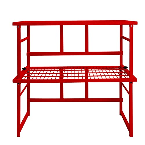Origami R1 Stackable Storage Shelf, Collapsible/Foldable Steel Shelving Holds Up To 150 Pounds (Per Rack), Modular Heavy Duty Garage Storage & Organization Utility Shelf (2-Pack) (Red, R1) #TOP3