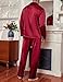 Ekouaer Men's Silk Pajama Set Long Satin Loungewear 2 Piece Pjs Classic Button Down Sleepwear Red Black