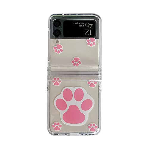 Coque Samsung Z Flip 3 patte de chat rose, l'accessoire transparent pour votre quotidien