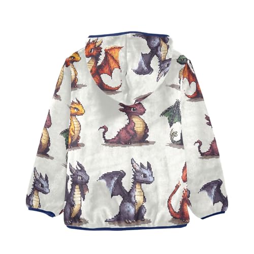 Pixel Cool Dragons Girls Fleece Jacket Girls Fall Jacket Girls Zip Up Hoodie Girls Sherpa Jacket 2-10T2