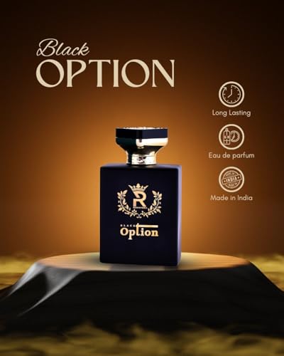 Image of Ruhvana's Option Black Perfume Spray for Women - 100ml Oriental Vanilla Long-Lasting Fragrance|Apparel Parfum| Fruity & Floral|vanilla, patchouli, cedar, and cashmere wood| Perfect For Gift|Eau De Parfum | Premium Long-Lasting Attar Perfume Oil for Daily & Special Use