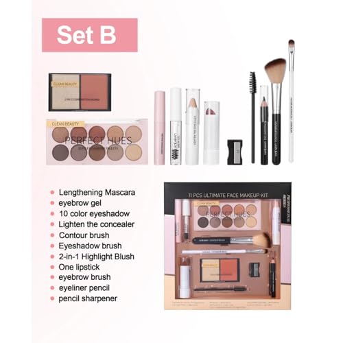 All in One Makeup Kit, 11 PCS Makeup Set for Women - Complete Cosmetic Bundle with Eyeshadow Palette, Lipstick, Highlighters, Mascara & Brushes, Ideal Makeup Gift Set for Beginners and Daily Use - Image 3
