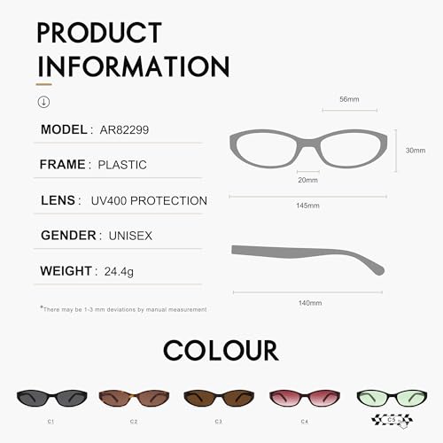 Image of Retro Oval Sunglasses Womens Mens Y2k Trendy Cateye Shades AR82299 | Narrow Round Cute Sunnies,90s 2000s Cool Skinny Frame