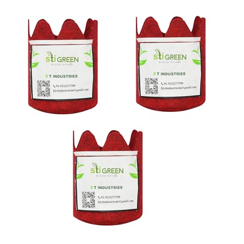 Image of Geo Fabric Grow Bags for Plants 4X5 Inch (Pack of 3) | 400 GSM Heavy Duty UV-Protected Round Maroon Colour Plant Bags for Terrace and Vegetable Gardening | Strong & Reusable|