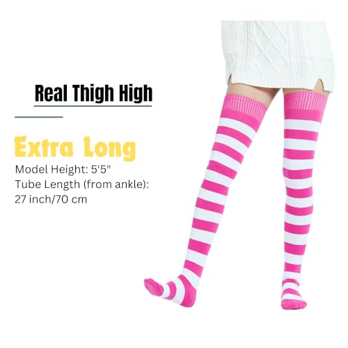 Extra Long Striped Thigh High Socks Cute Soft Cotton Over the Knee Retro2