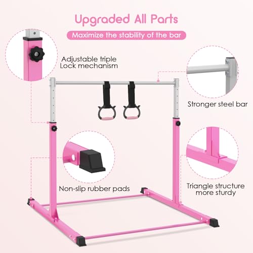 image for Safly Fun Gymnastics Bar for Kids Ages 3-15 for Home - Steady Steel Co