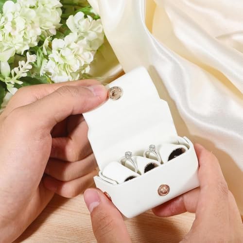 JYNVO Weißer Ringhalter für Hunde, Leder, Ehering-Pad, Box für Haustier, Ringhalter-Pad für Hundehalsband, Ehering-Tasche, Hochzeitszubehör, Geschenk