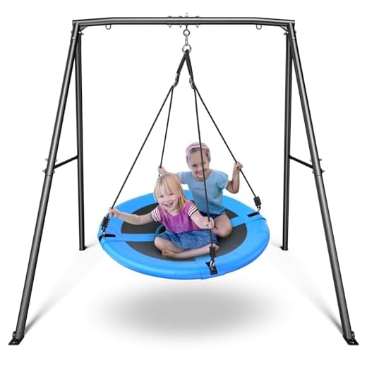 Trekassy 440lbs 40 Inch Saucer Tree Swing Set with Heavy Duty A-Frame Metal Swing Stand